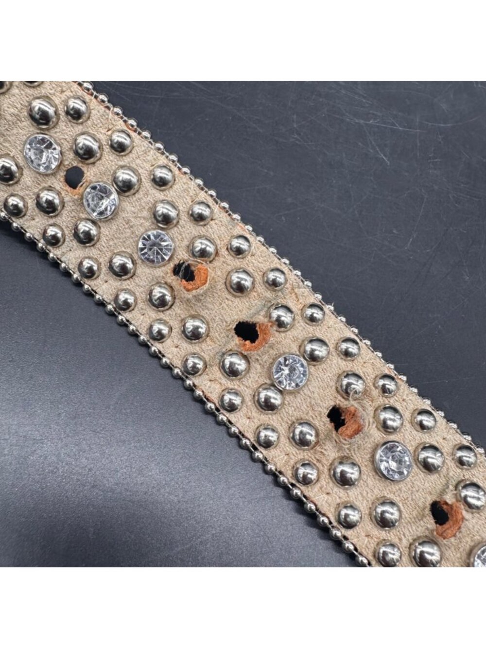 Vintage GUESS Embellished Rhinestone Studded Belt Ornate Buckle Western XL Y2K - Picture 5 of 10